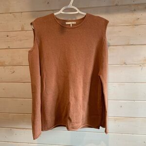 Oak + Fort | Rusty Orange Coloured Sweater w Cutout Shoulders